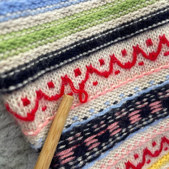 TALBOTS Striped Sweater Women's MP Lambswool Rainbow Colorful Fair Isle Twee - Picture 7 of 10